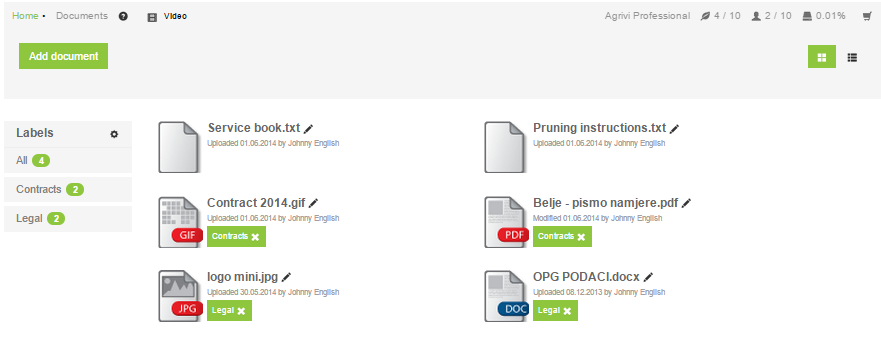 Quản lý tài liệu trong AGRIVI