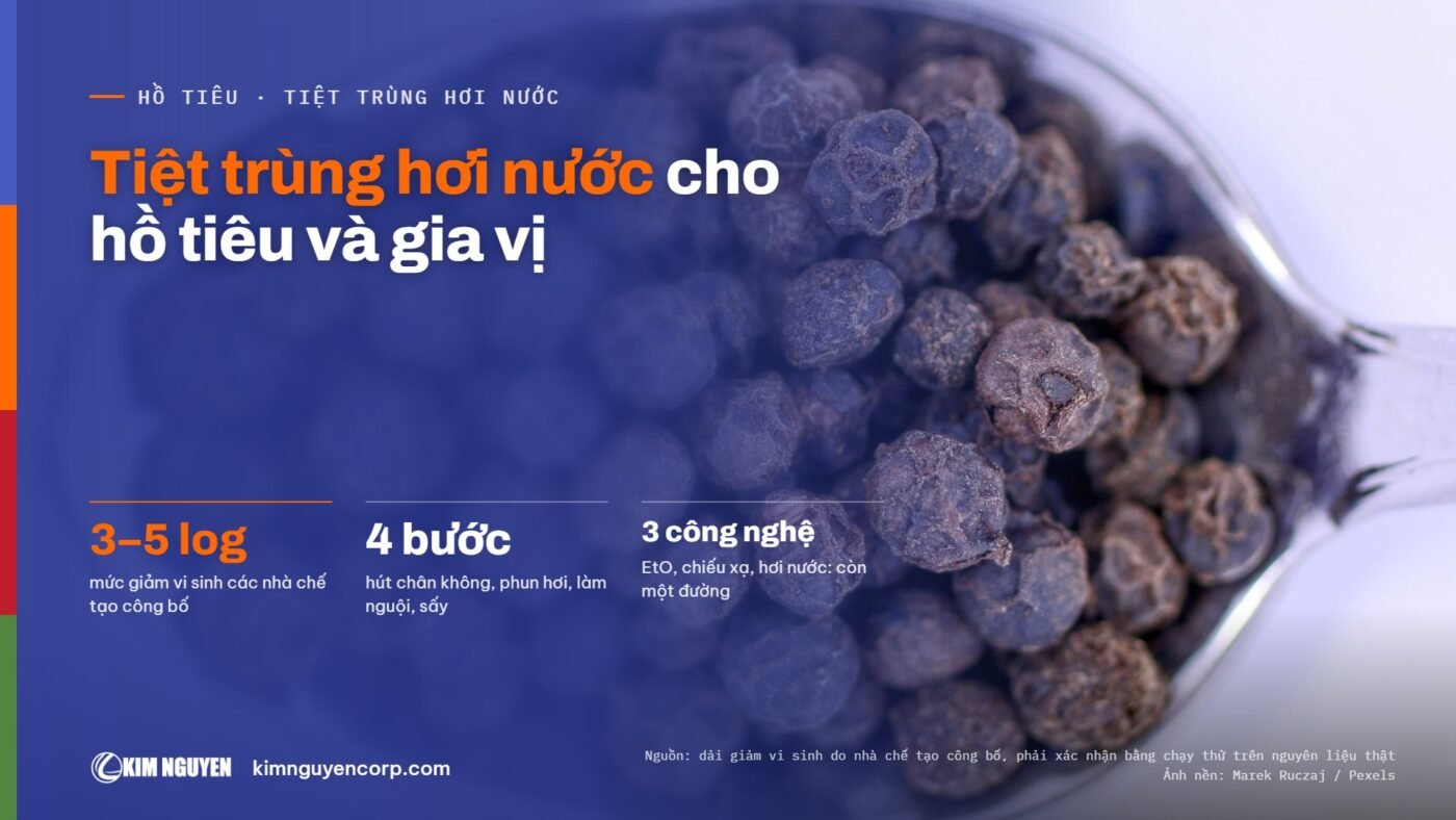 Tiệt trùng hơi nước cho hồ tiêu và gia vị