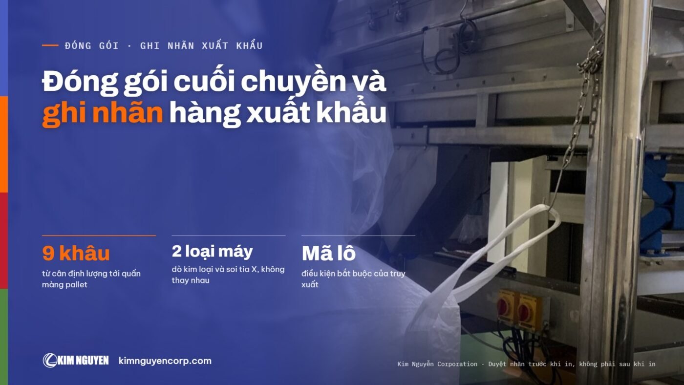 Đóng gói cuối chuyền và ghi nhãn hàng xuất khẩu
