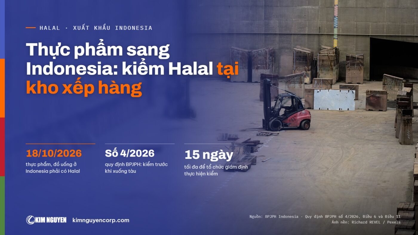 Thực phẩm sang Indonesia: kiểm Halal tại kho xếp hàng