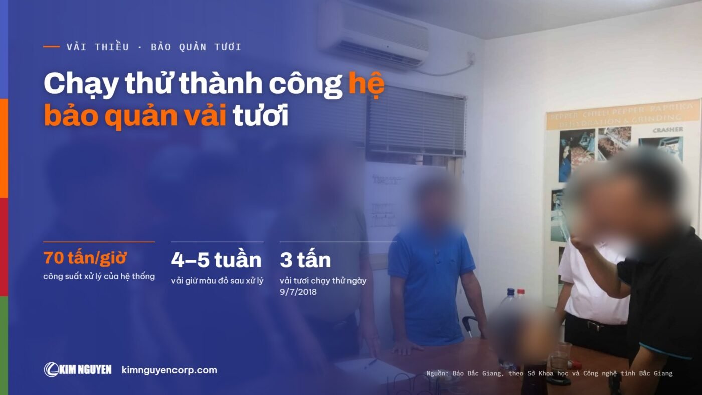 Chạy thử thành công hệ bảo quản vải tươi